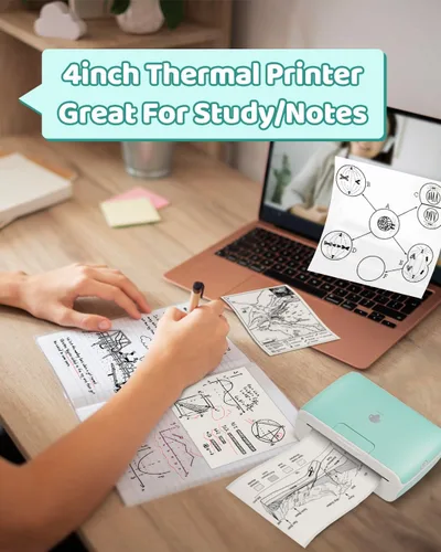 Vista 5 de Phomemo M04S - Impresora térmica con adhesivo AI, impresora inteligente con Bluetooth, compatible con 2/3/4 pulgadas de ancho de impresión, 300 ppp