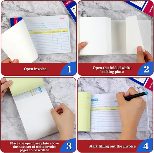 Vista 5 de 2 Paquetes de Libros de Facturas para Pequeñas Empresas de 2 Partes sin Carbón, 5-1/8"x7-29/32" Libro de Recibos para Pequeñas Empresas, Libro