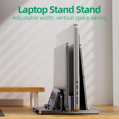 Vista 5 de MultiDevice Management Vertical Laptop Stand Adjustable Vertical Laptop and Tablet Stand Secure Storage for Desks Desk Organizers