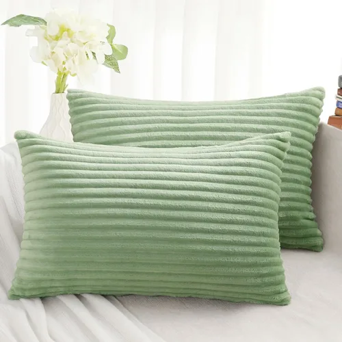 Vista 22 de Simmore Juego de 2 fundas de almohada decorativas de otoño de 16 x 16 pulgadas, fundas de almohada de franela de felpa suave de doble cara para sofá