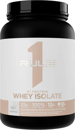 Vista 25 de Rule 1 R1 Proteína aislada de suero – con 0.88 oz de proteína y 0.21 oz de BCAA exclusivamente de fuentes aisladas e hidrolizadas