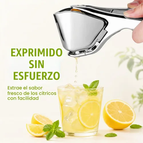 Vista 3 de Exprimidor manual de limón de acero inoxidable duradero, exprimidor de cítricos de mano para una extracción eficiente del jugo de limón, lima