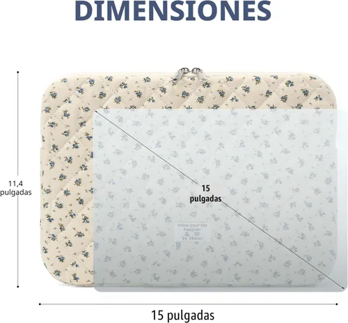 Vista 7 de Funda acolchada para laptop de 15 a 15.6 pulgadas, bonita funda protectora acolchada para computadora portátil con estampado floral para MacBook