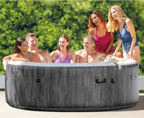 Vista 8 de Intex PureSpa Plus Greywood - Bañera de hidromasaje inflable portátil de burbujas con 4 accesorios de almohada de espuma acolchada ajustables