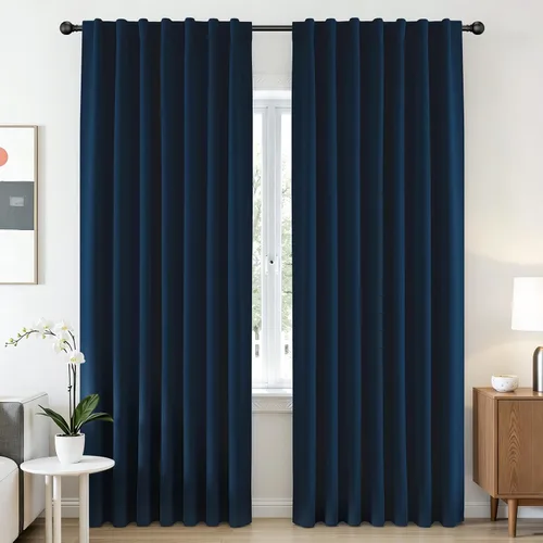 Vista 46 de CUCRAF - Juego de 2 paneles de cortinas opacas de 54 pulgadas, cortina con bolsillo para varilla y pestaña trasera, cortinas oscuras con aislamiento