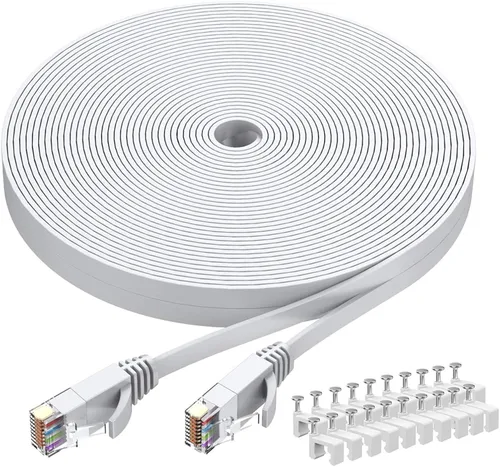 Vista 16 de BUSOHE Cable Ethernet Cat6 de 20 pies, color blanco, Cat-6 plano RJ45 para computadora, Internet LAN, red Ethernet, cable de conexión Ethernet - 20