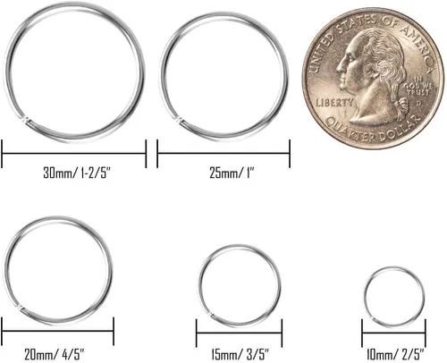 Vista 2 de Selizo 200 llaveros divididos a granel para llaveros y manualidades (5 tamaños)