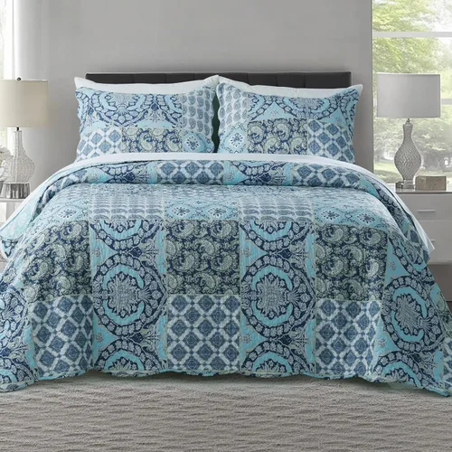 Vista 2 de KASENTEX Juego de colcha individual, colcha ligera, colcha reversible, ropa de cama impresa con diseño campestre, funda de edredón prelavada - Ropa