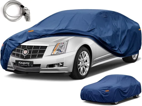 Vista 183 de Kaugung Funda impermeable pesada para automóvil, ajuste personalizado para Ford Mustang GT/Shelby/Cobra/Bullitt (1970-2025), cubierta exterior