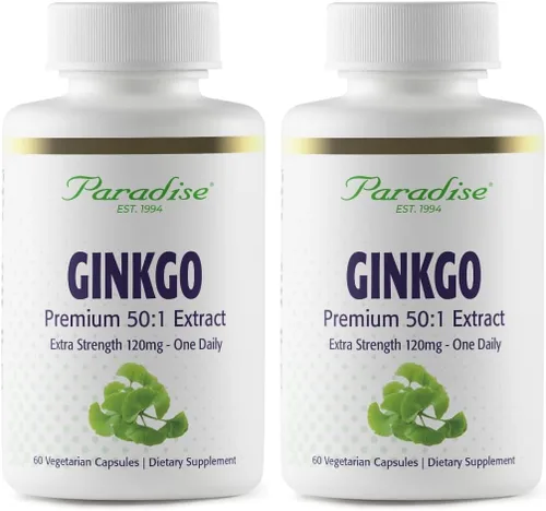 Vista 3 de Paradise Herbs Extracto de Ginkgo Biloba, vegano, sin OMG, sin gluten, 60 cápsulas vegetarianas