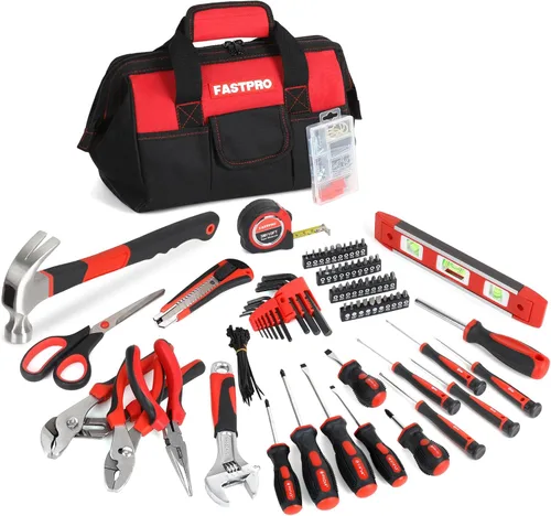 Vista 9 de FASTPRO Juego de herramientas rosa, 220 piezas Lady's Home Repairing Tool Kit con 12 pulgadas de ancho boca abierta bolsa de herramientas