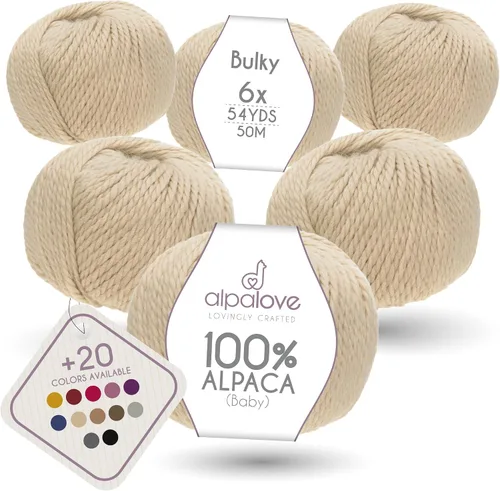 Vista 29 de Set de Lana Abultada (6 x 50 g) Súper Suave de Alpaca Bebé para Tejer Antracita 300 Metros
