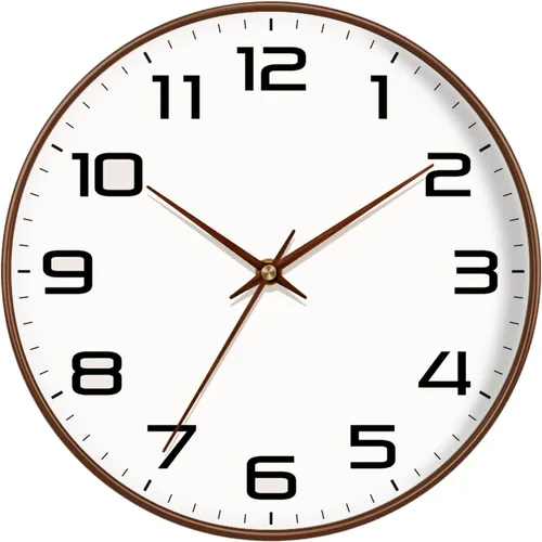 Reloj de pared de grano de madera, silencioso sin tictac, funciona con pilas, 8 pulgadas, números grandes y fáciles de leer, reloj analógico moderno