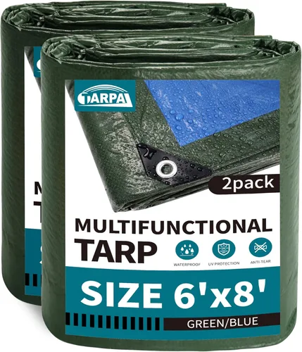 Vista 68 de TARPAL Lona azul de 6 x 6 pies, impermeable de 5 mil lonas pequeñas, cubierta protectora multiusos, cubierta de lona de polietileno para leña