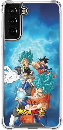 Skinit Funda transparente compatible con Galaxy S22 Plus, diseño oficial de Dragon Ball Super Goku Vegeta Super Ball Azul - DBZSPR02