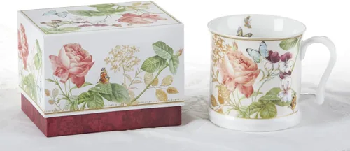 Taza grande de leche de porcelana de 4.2 pulgadas, Burg Peony