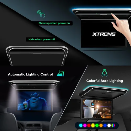 Vista 6 de XTRONS Android - Reproductor de techo para automóvil con pantalla táctil IPS de 15.6 pulgadas de ancho, monitor de montaje en techo de coche