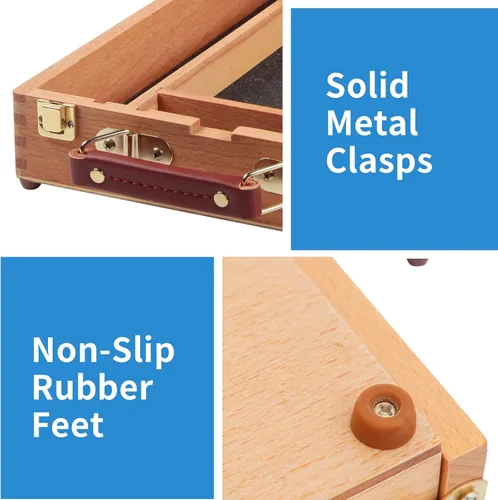 Vista 7 de Caballete de mesa de madera Falling in Art, caballete de escritorio de caja de bocetos de madera sólida para pintar, caballete de dibujo de arte