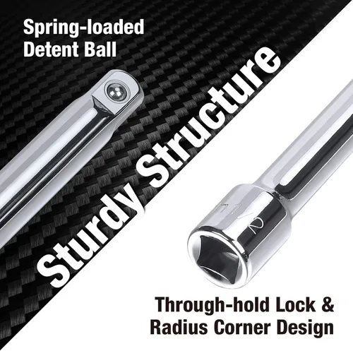 Vista 4 de DURATECH Juego de accesorios de herramientas de accionamiento de 22 piezas, incluye barras de extensión de 1/4 3/8 1/2, adaptadores de enchufe