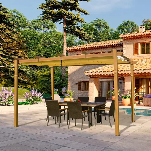 Vista 10 de Domi - Toldo de pérgola para exteriores de 9 x 13 pies con parasol retráctil, marco de aluminio resistente a la intemperie para patio, patio