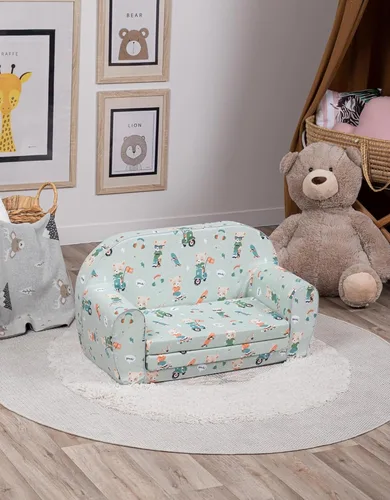 Vista 17 de Delsit Sofá infantil para niños pequeños – Sofá convertible de espuma 2 en 1 a tumbona, cómoda silla abatible para niños, fabricada en Europa