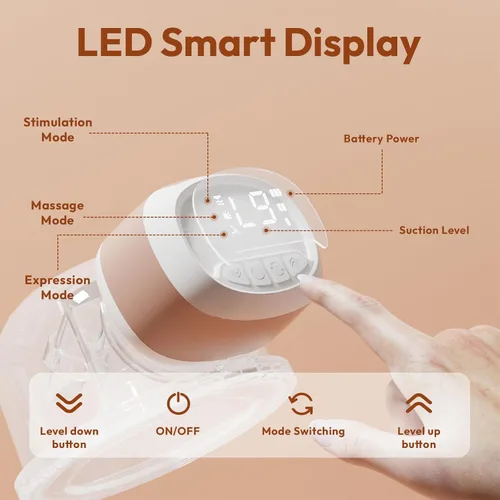 Vista 8 de Extractor de lactancia materna portátil, manos libres de batería de larga duración, extractor de leche eléctrico portátil con 3 modos y 9 niveles