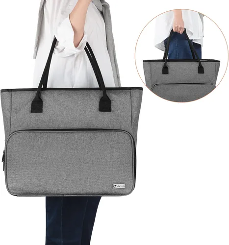 Vista 7 de Yarwo Bolsa de ganchillo para tejer, bolsa de almacenamiento de hilo para proyectos de WIP, madejas de hilo, ganchos de ganchillo y agujas de tejer