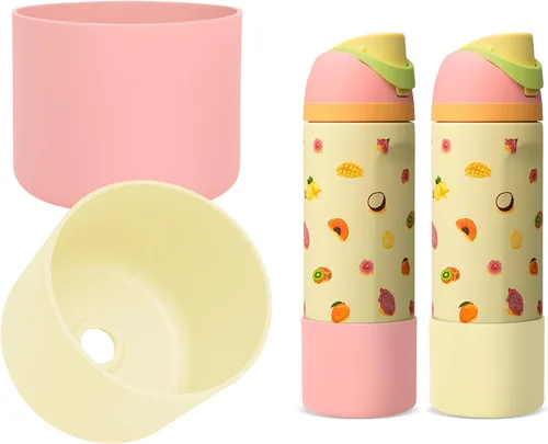 Vista 31 de 2 botas de silicona compatibles con Owala FreeSip de 24 onzas, funda protectora superior para botella de agua, reducción de ruido, cubierta inferior