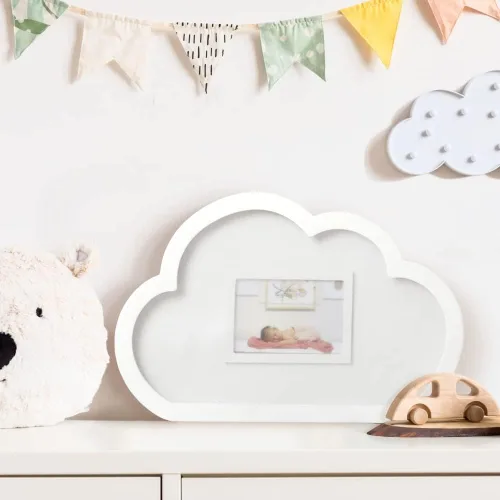 Vista 4 de Kate Aspen Libro de Invitados para Baby Shower Marco de Nube con Gotas de Lluvia de Madera Alternativa de Libro de Invitados, Decoración