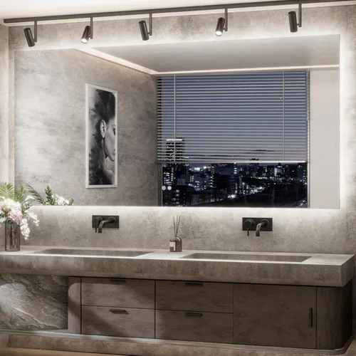 Vista 30 de TETOTE - Espejo retroiluminado para baño con luz, botón táctil regulable y función antivaho (horizontal o vertical)