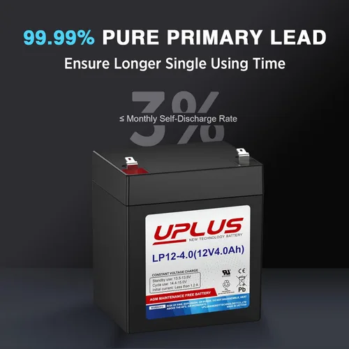 Vista 3 de UPLUS - Batería AGM recargable de 12 voltios y 4 AH, baterías de repuesto de batería de alarma LP12-4 SLA para panel de control de seguridad