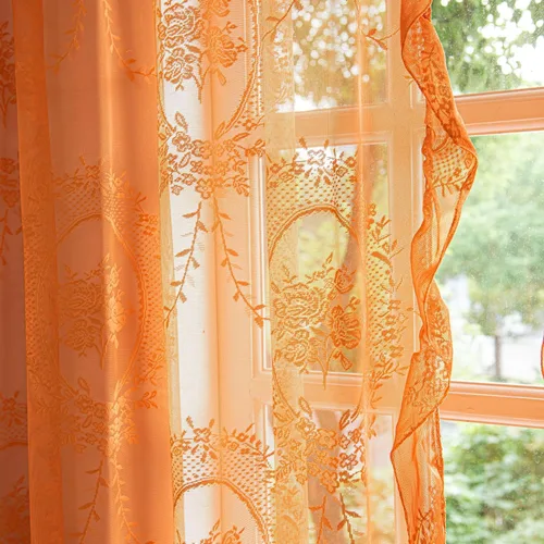 Vista 34 de Deeprove - Cortinas de encaje transparente estilo bohemio de 63 pulgadas de largo, juego de 2 paneles, borde floral con volantes, cortinas vintage