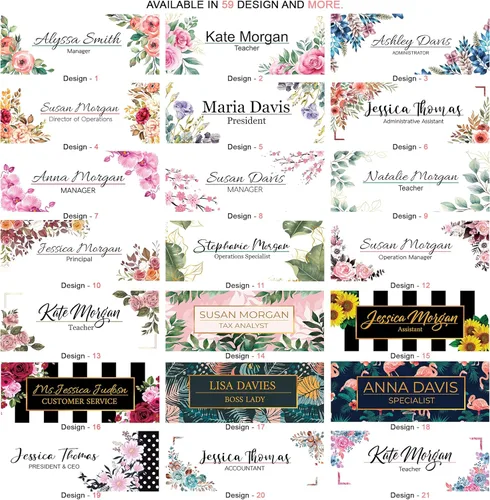 Vista 2 de Placa de nombre de escritorio de acrílico personalizada: placa de identificación personalizada impresa en bloque de vidrio acrílico sólido