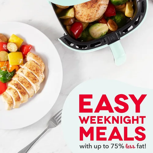 Vista 6 de DASH Tasti-Crisp™ - Horno freidora de aire eléctrica, 6 cuartos de galón, tamaño familiar, Aqua - Freidora de aire compacta con cesta grande