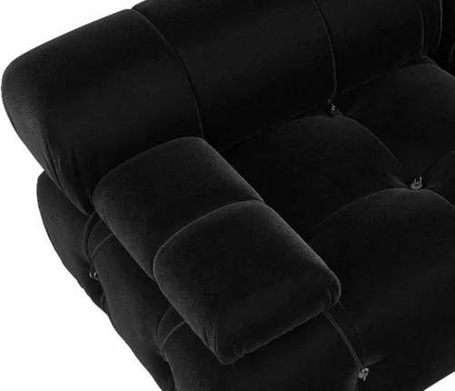 Vista 47 de Sofá modular convertible, moderno sofá recto de terciopelo de 3 plazas para sala de estar, apartamento (104 pulgadas/negro)