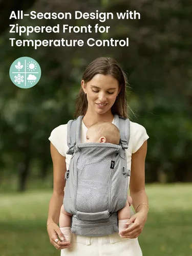 Vista 6 de GROWNSY Portabebés, diseño para todas las estaciones con panel de malla ajustable, portabebés ergonómicos con hebilla inferior y superior, recién
