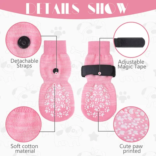 Vista 2 de EXPAWLORER - Calcetines antideslizantes para perros, evitan que se laman las patas, para pavimento caliente y pisos de madera, botines para perros