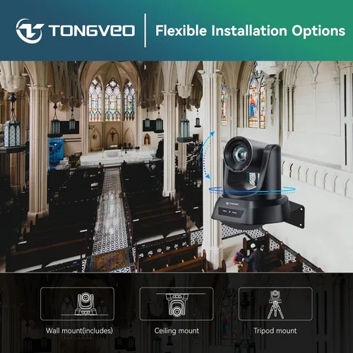 Vista 8 de TONGVEO - Sistema de cámara PTZ para sala de conferencias con zoom óptico 20X Webcam 1080P 60fps HDMI USB para transmisión en línea