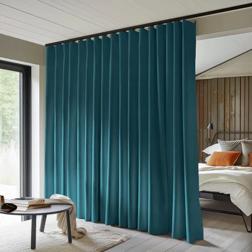 Vista 8 de MaKefeile - Cortinas divisoras de habitación, para privacidad, totalmente opacas, con aislamiento térmico y reducción de ruido, para dormitorios