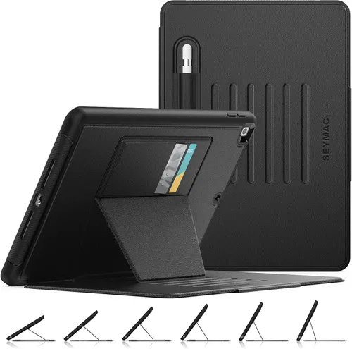 Vista 10 de SEYMAC stock Funda para iPad de 6ª/5ª generación/Air 2/Pro de 9.7 pulgadas, fuerte magnético para dormir automático, a prueba de golpes, con soporte