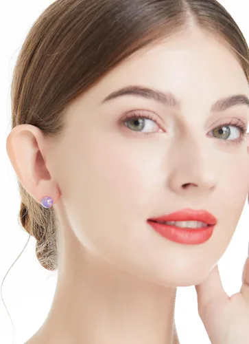 Vista 76 de Natural Stone Stud Earrings for Women 8mm Sterling Silver Genuine Gemstone Earrings Handmade Sterling Silver Crystal Stud Earrings for Women