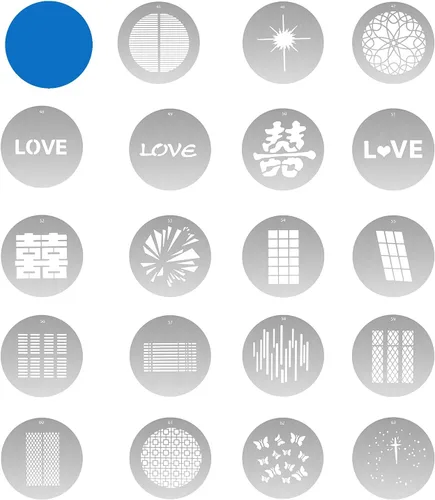 WELLMAKING G-30 19pcs Gobos para Snoot, montaje de proyector de proyección con geles de colores azules/filtro..