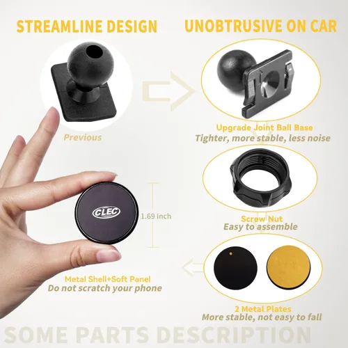 Vista 6 de Soporte magnético para teléfono de automóvil compatible con Volvo XC40 2019-2024, práctico soporte magnético de 360° para montaje en tablero