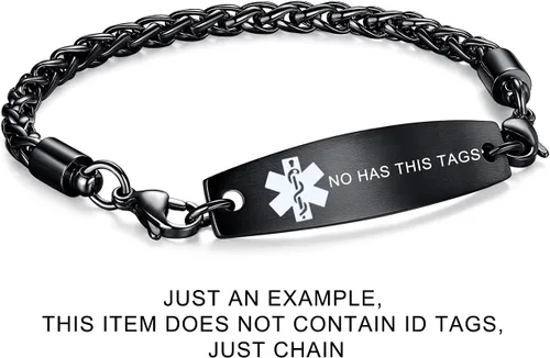 Vista 2 de LinnaLove - Pulseras de alerta médica intercambiables con cadena de trigo de acero inoxidable - (solo cadena)