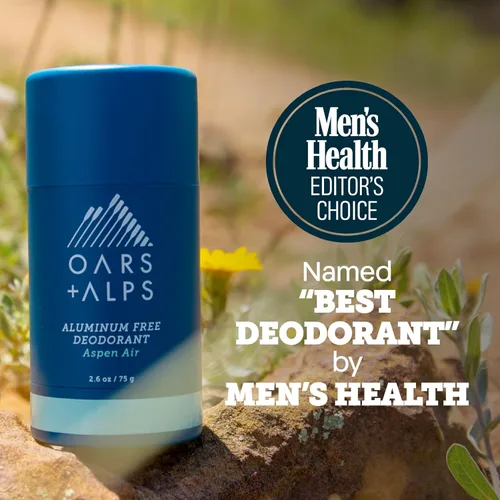 Vista 3 de Oars + Alps Desodorante sin aluminio para hombres Protección contra olores de larga duración, transparente y libre de residuos blancos
