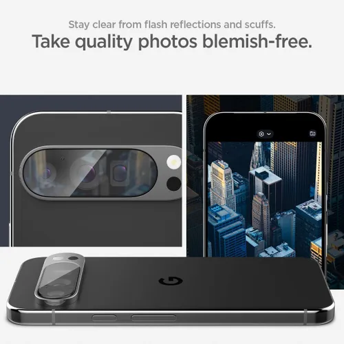 Vista 4 de Spigen GlasTR EZ Fit Optik, protector de pantalla para lente de cámara diseñado para Google Pixel 9 Pro XL [compatible con fundas], paquete de 2