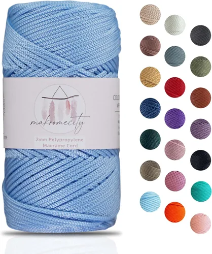 Vista 58 de Makromecity, Cordón de macramé de poliéster de 2 mm x 38 metros (125 yardas) 2 mm de polipropileno, cordón de macramé para crochet, bolsa