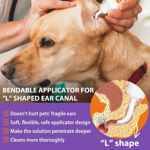 Vista 3 de Pjordo Kit de limpiador de oídos para perros – Lavado de oídos para perros con aloe vera y hamamelis, toallitas para dedos de orejas de perro