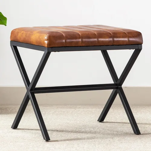 Vista 8 de DUHOME Taburete de Tocador Moderno de Cuero PU - Taburete de Maquillaje Rectangular Asiento de Tocador Acolchado Reposapiés para Sala de Estar, Negro