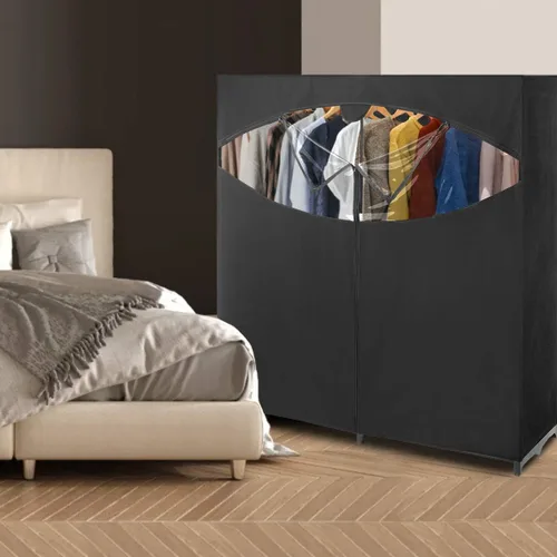 Vista 3 de Closet de Polypro para ropa, de 60 pulgadas, color blanco, de Whitmor, Tela, Negro, 60-pulgada